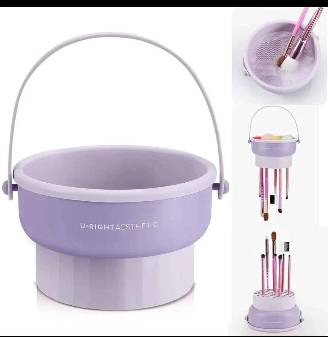 2 in 1 Silicone Makeup Brush Cleaning Bowl with Dryer on the other side - Image 2