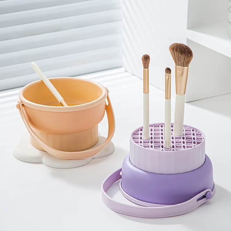 2 in 1 Silicone Makeup Brush Cleaning Bowl with Dryer on the other side - Image 3