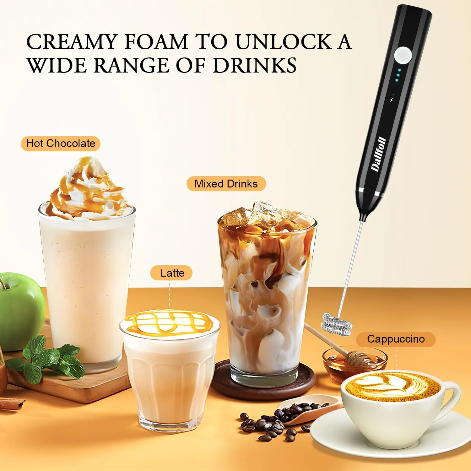 2 in1 Electric Milk Frother, Rechargeable hand-Held Electric Milk Frother - Image 4