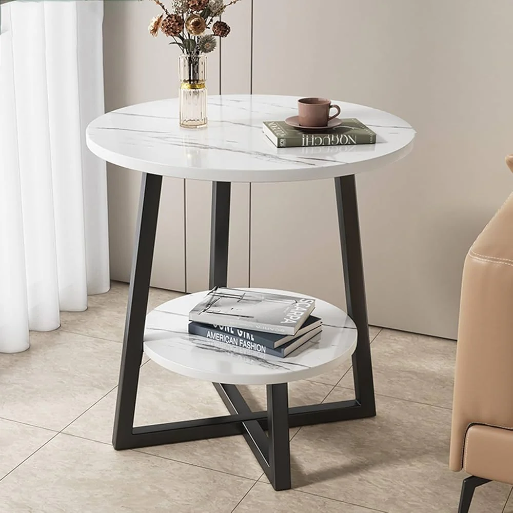 2-layer round 3 legged metal frame table - Image 2