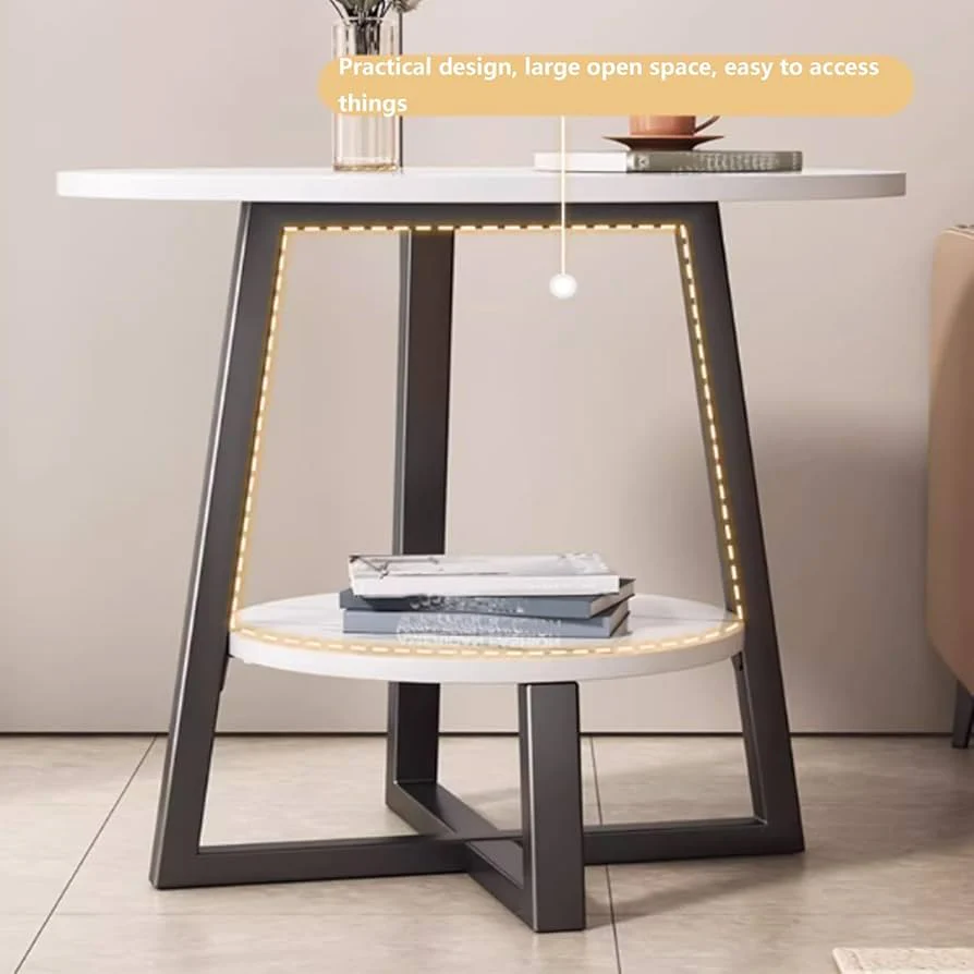 2-layer round 3 legged metal frame table - Image 3