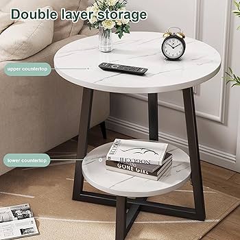 2-layer round 3 legged metal frame table - Image 5