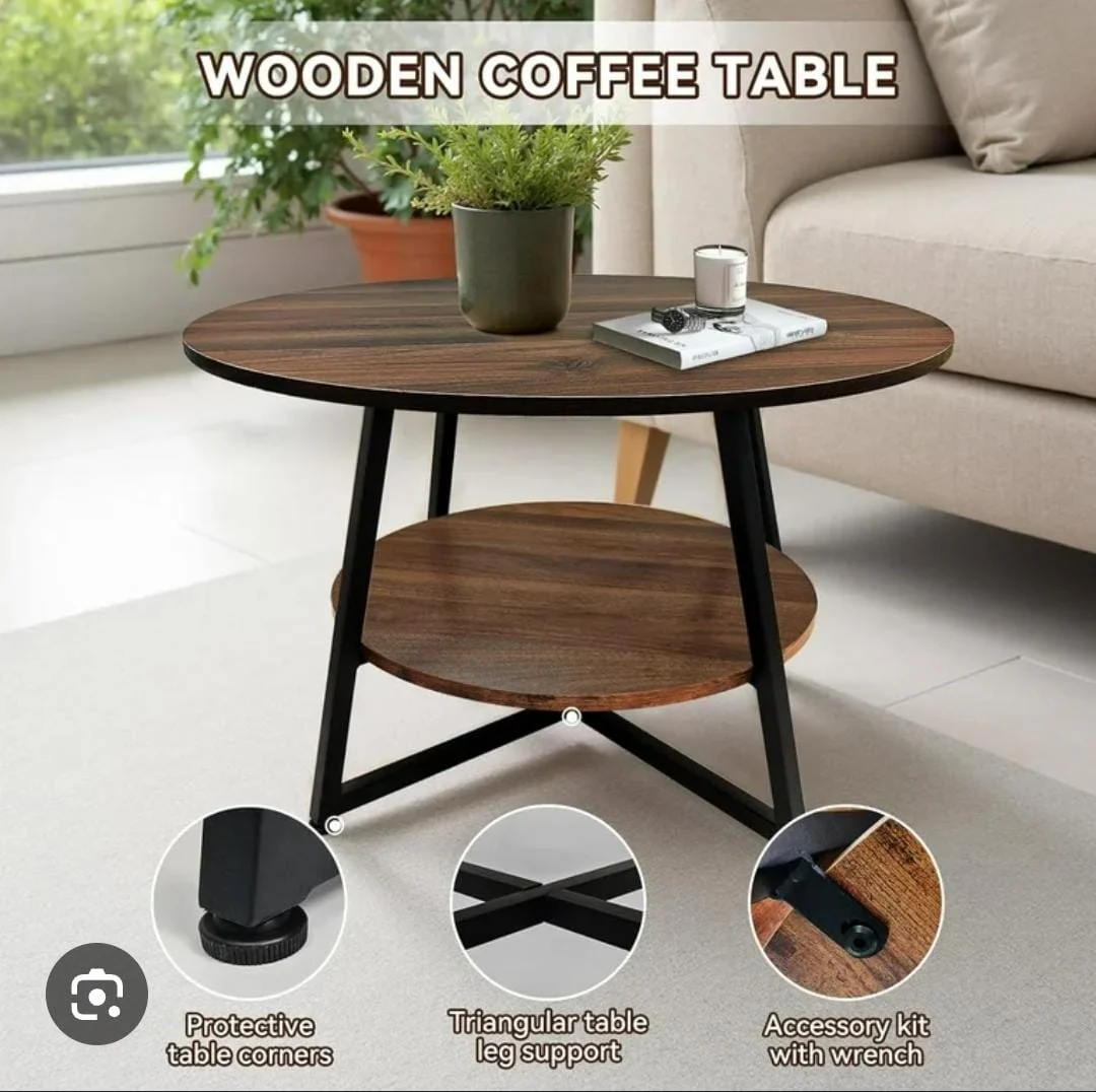2-layer round 3 legged metal frame table - Image 6