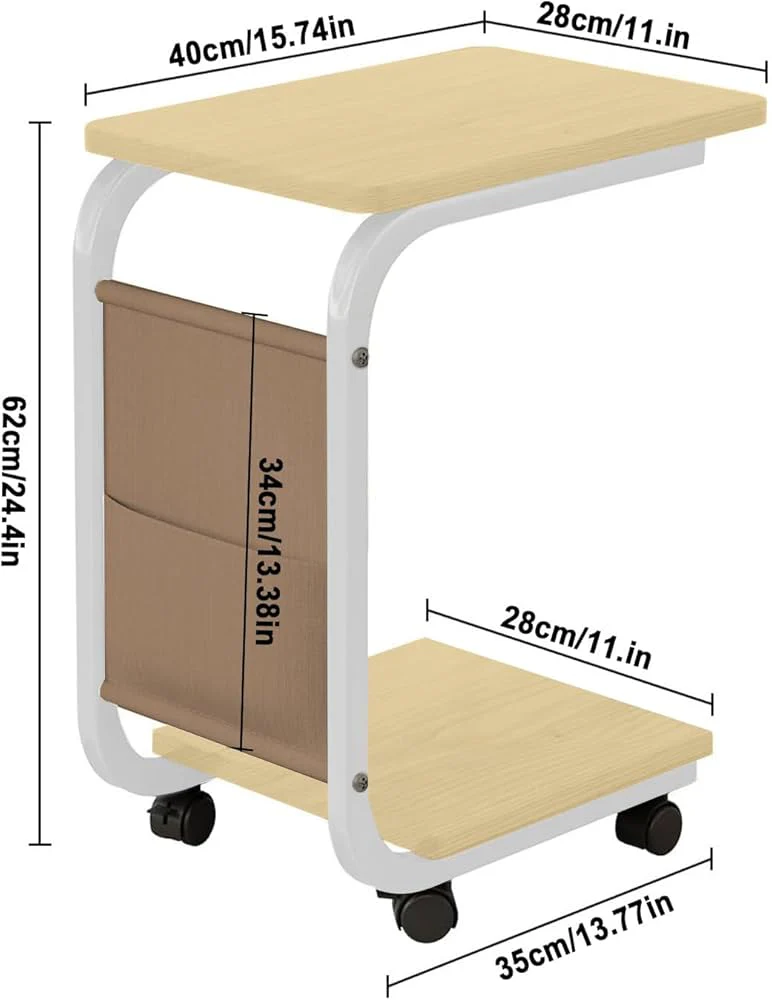 2 layer trolley side table with matching insert pocket - Image 5