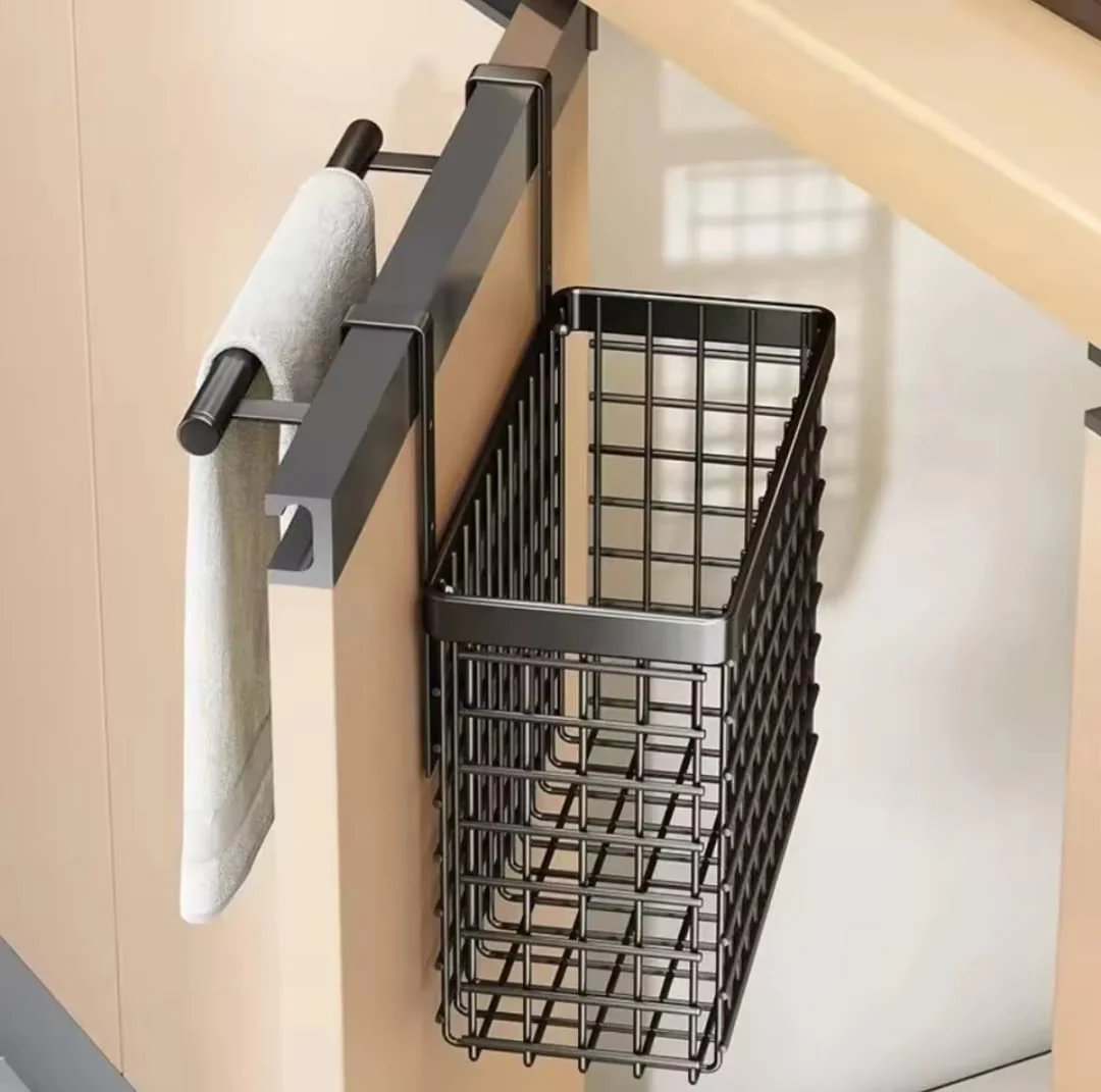 2 pc Over the Cabinet door Organizer with towel rack - Image 4