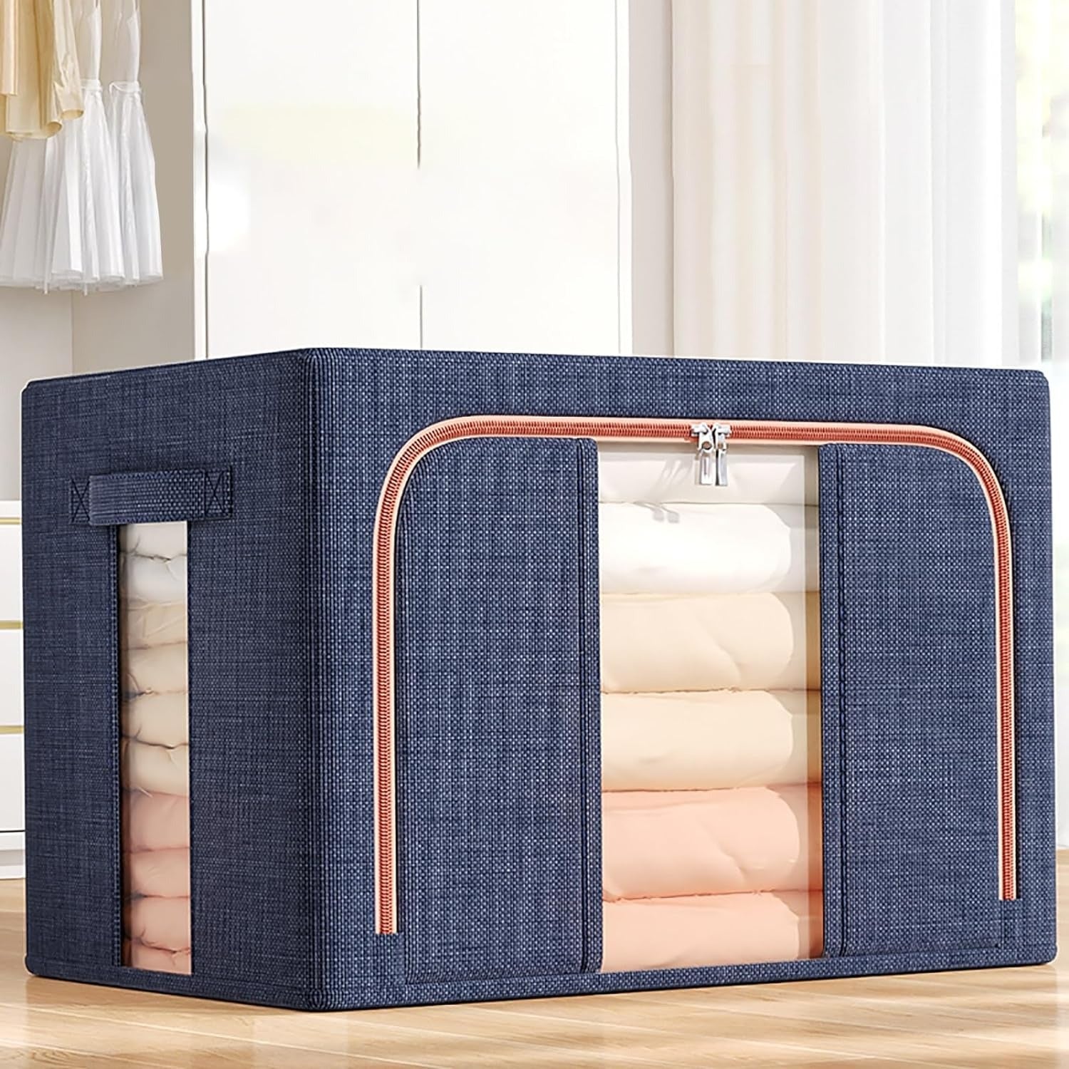 Foldable Storage Living Box Cloth Organizer With Steel Frame - Image 5