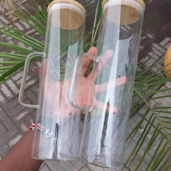2 Pcs Glass Spaghetti Jar with Bamboo lid and Handle - Image 5