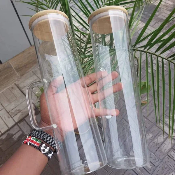 2 Pcs Glass Spaghetti Jar with Bamboo lid and Handle - Image 6