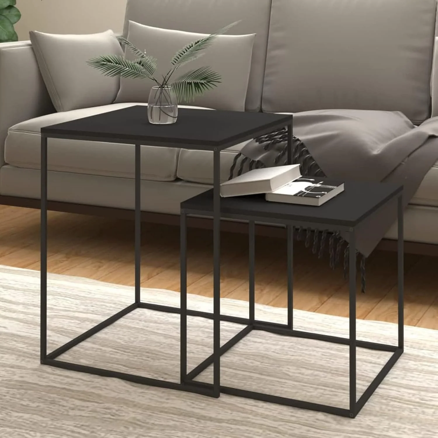 Metallic Side, Bedside, Coffee & End Table – Square with Shelf - Image 2