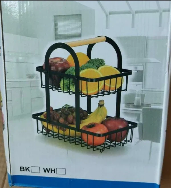 2 tier metallic fruit basket - Image 2