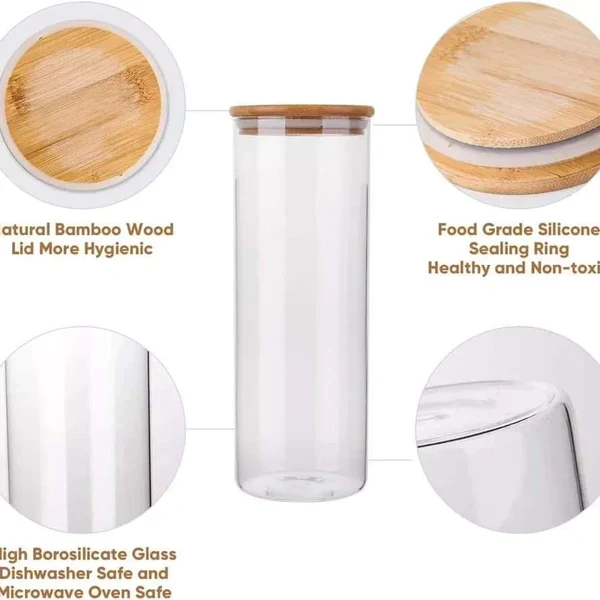 Glass storage jars with airtight lids - Image 3