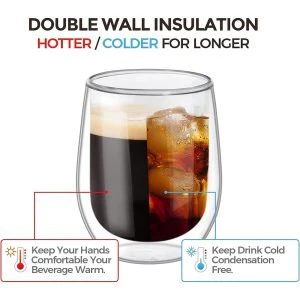 200ml Danny Home Double Walled Cappuccino Glasses Set (2 Pcs) - Image 2