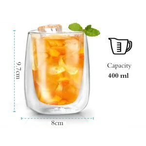200ml Danny Home Double Walled Cappuccino Glasses Set (2 Pcs) - Image 3