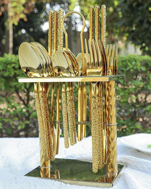 24pc Gold Cutlery Square Set - Image 2