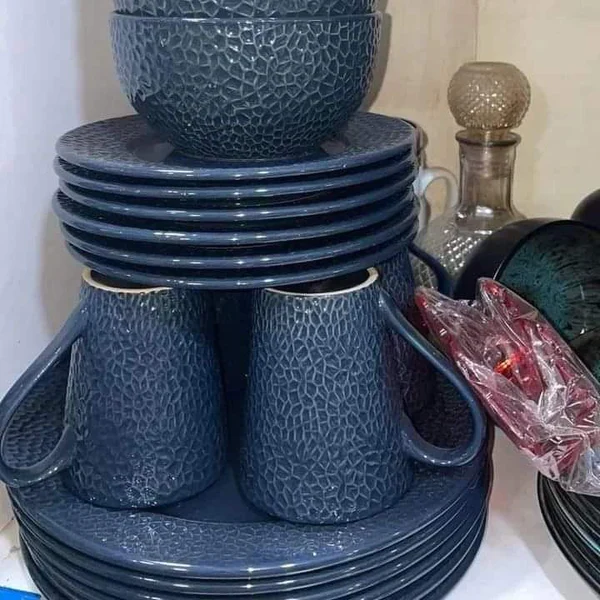 24pcs Ceramic Dinner Set – Plates, Bowls & Cups - Image 3