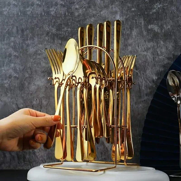 24pcs Cutlery Set Gold - Image 2