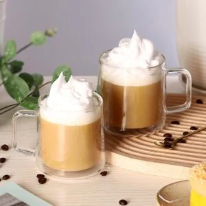250ml Danny Home Double Walled Glass Mug with Handle (2 Pcs) - Image 6