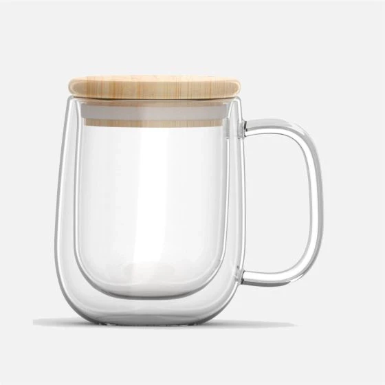 250ml Double Wall Glass Mug with Bamboo Lid & Handle – Heat Resistant Coffee Cup - Image 4