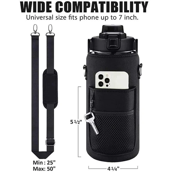 2L Motivational Water Bottle with Cover/ Sleeve with Portable Strap - Image 4