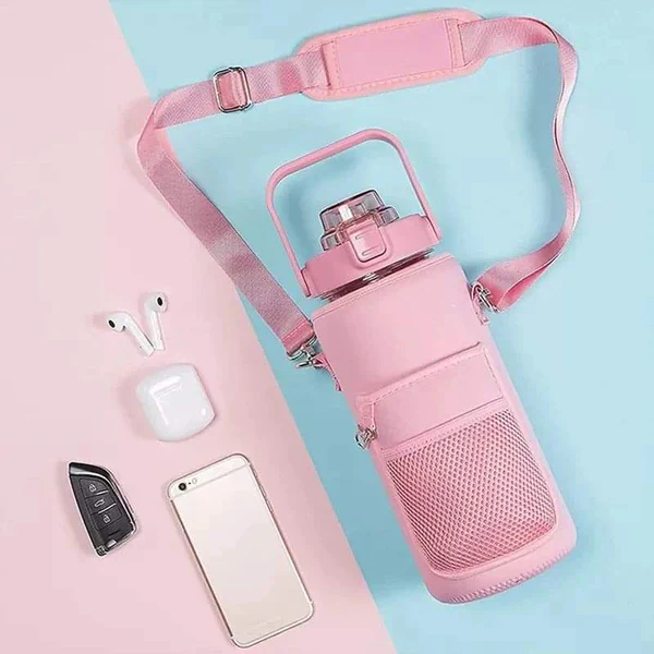 2L Motivational Water Bottle with Cover/ Sleeve with Portable Strap - Image 5