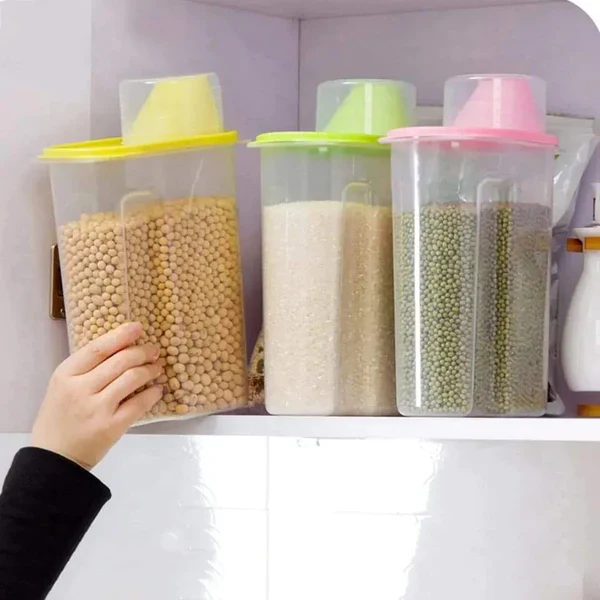 Plastic Cereal jars 2Litres With Measuring Cup - Image 2