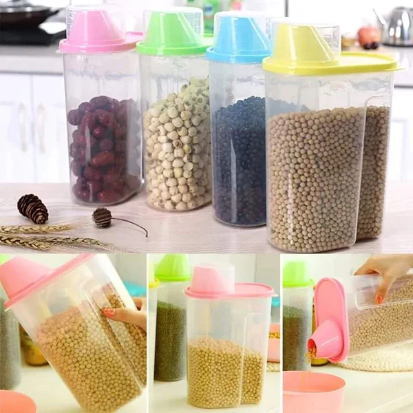 Plastic Cereal jars 2Litres With Measuring Cup - Image 3