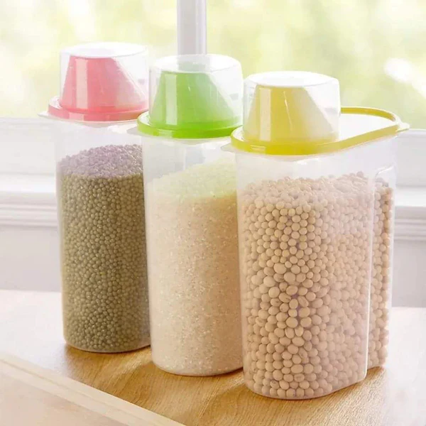 Plastic Cereal jars 2Litres With Measuring Cup - Image 4