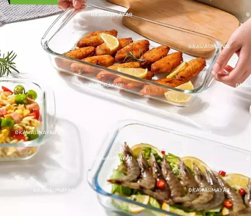 3pc Heat-Resistant Glass Casserole Dish Set – Rectangular Baking Pans - Image 3