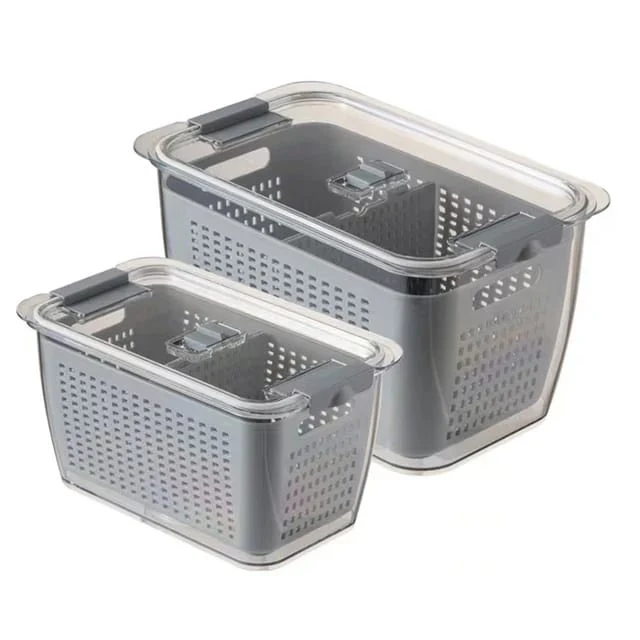 2pc set Double Layer Refrigerator Fridge Pantry Storage Box - Image 2