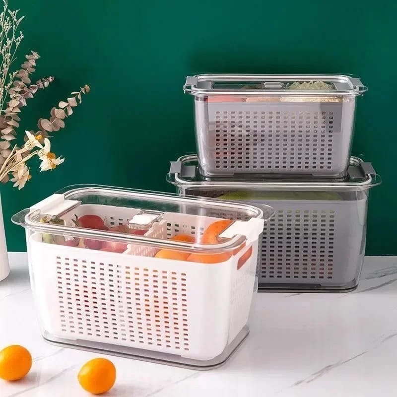 2pc set Double Layer Refrigerator Fridge Pantry Storage Box - Image 5