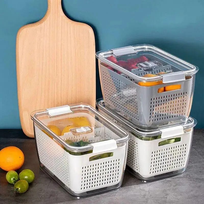 2pc set Double Layer Refrigerator Fridge Pantry Storage Box - Image 6