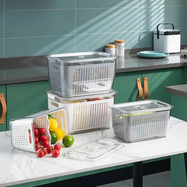 2pc set Double Layer Refrigerator Fridge Pantry Storage Box - Image 7