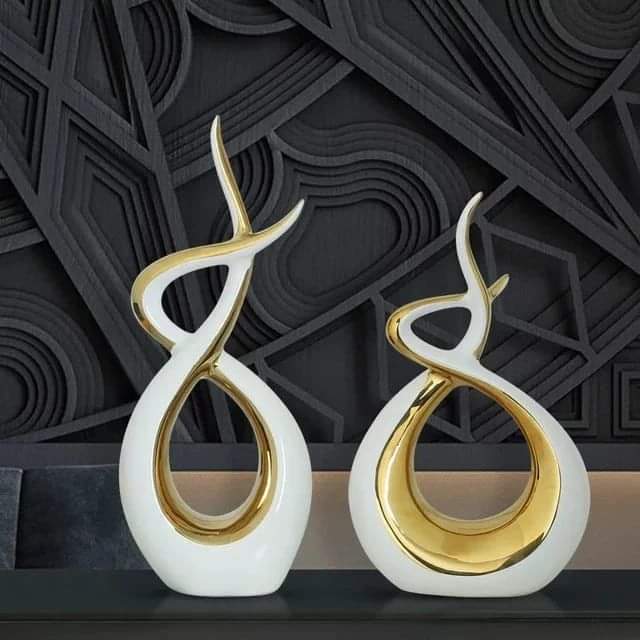 Modern Abstract Art Ceramic Statue, Home Ornament Artistic home decoration Modern Abstract Art Ceramic Statue, Home Ornament 2Pcs - Image 2