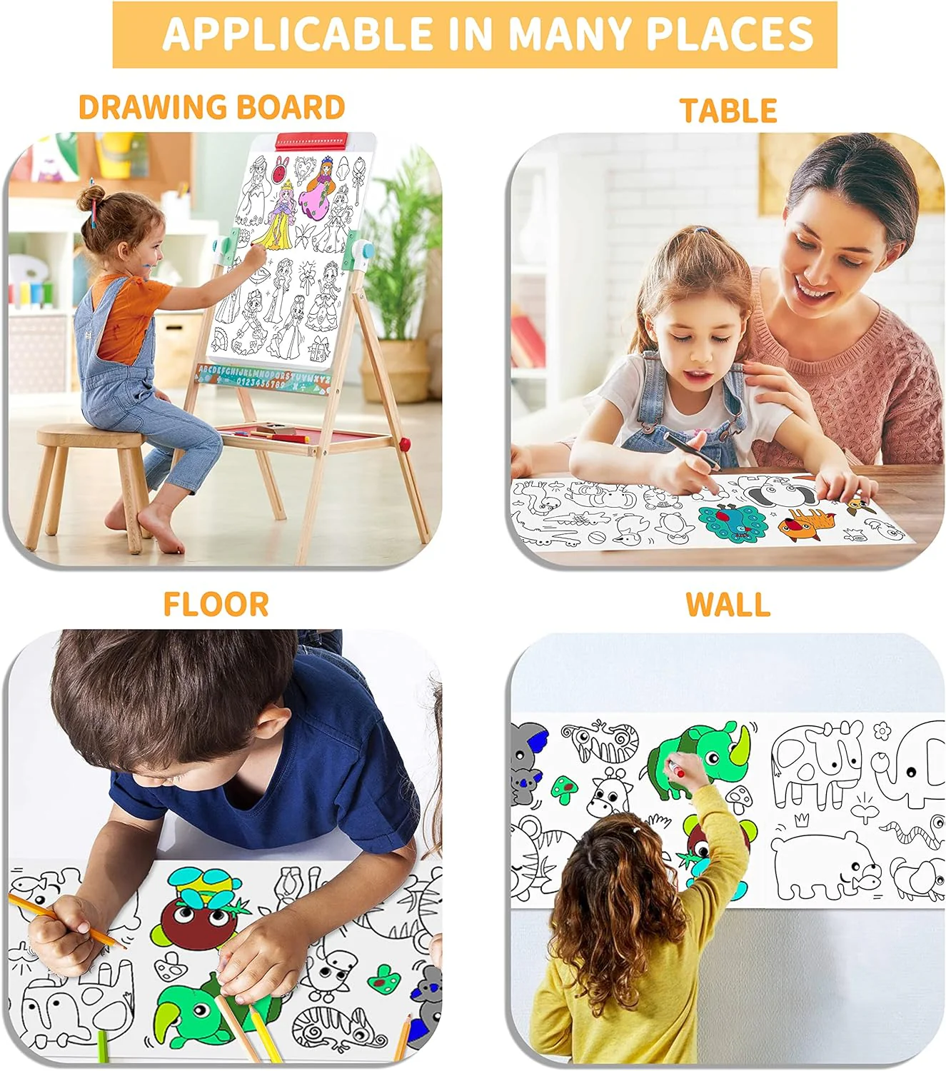 2Pcs Children's Drawing Roll, Drawing Paper for Kids,Coloring Paper for Art - Image 3