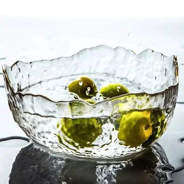 2pcs Elegant Japanese irregular glass bowl with gold rim - Image 3