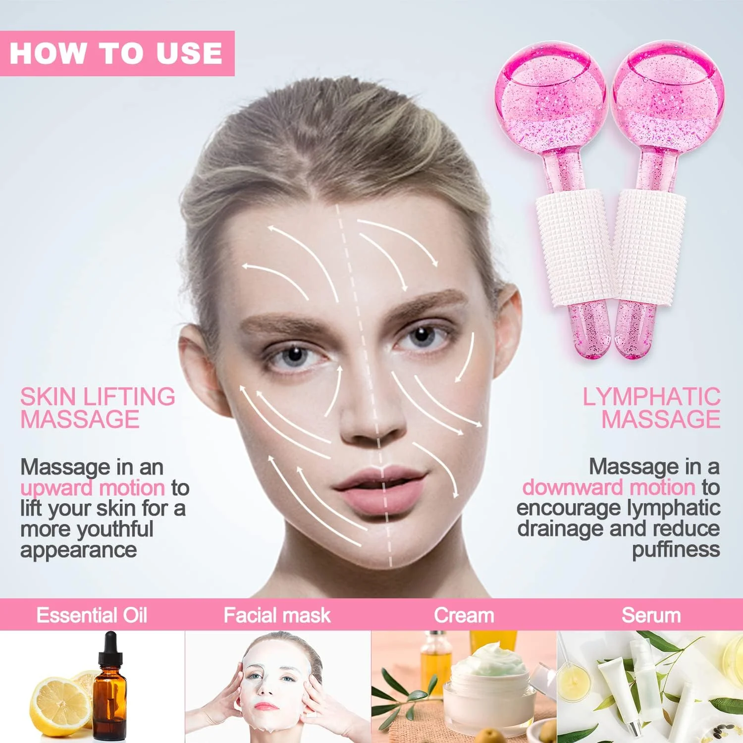 2pcs Ice Globes for Facials Massage Tool Set, Face Roller Cooling Glitter Massager Glitter ASMR for Face Neck, Skin Care Daily Beauty - Image 4