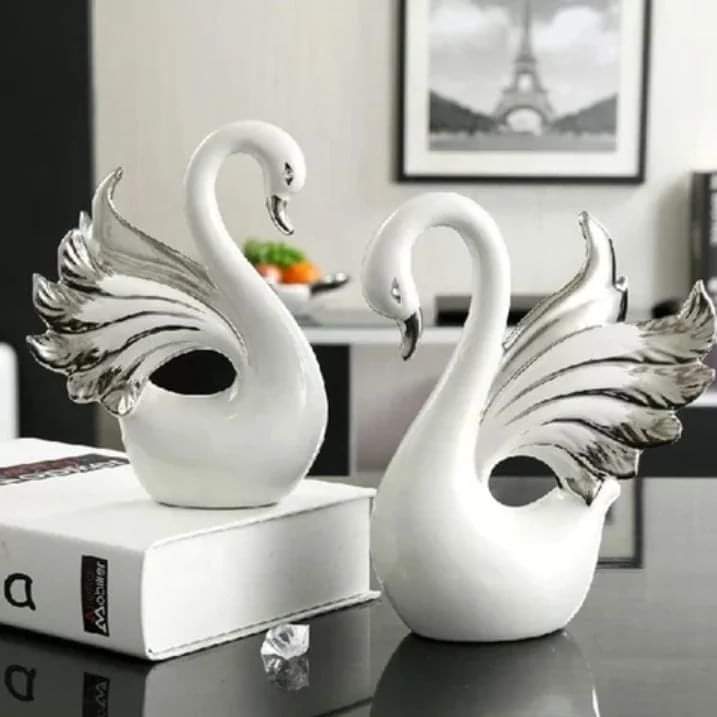 2pcs Nordic Ceramic silver plated swan decor - Image 3
