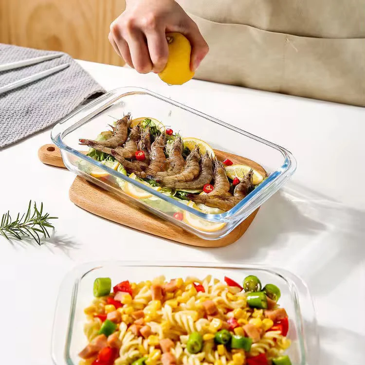 2PCS Rectangular Borosilicate Glass Bakeware Set with Free Oven Mitts Oven Safe Baking Pans - Image 4