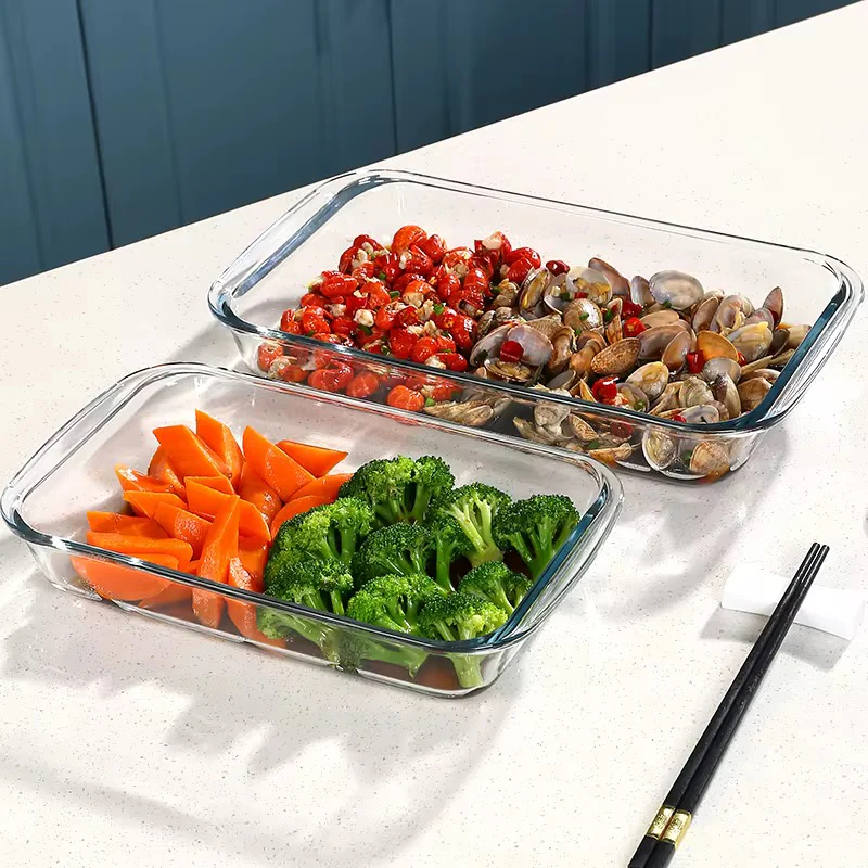 2PCS Rectangular Borosilicate Glass Bakeware Set with Free Oven Mitts Oven Safe Baking Pans - Image 5