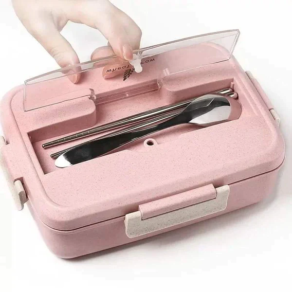 3 grid wheat straw microwaveable lunch box - Image 3