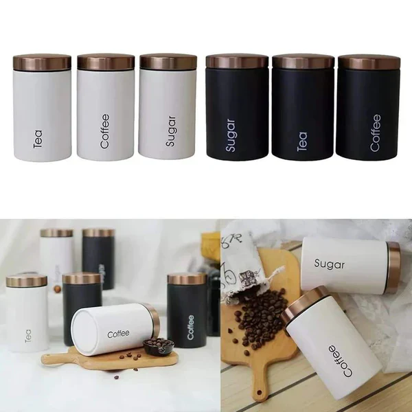 3-in-1 Alloy Canister Set for Tea, Coffee & Sugar Airtight Metal Kitchen Jars Stylish Pantry Organizers for Home, Office & Gifting in Kenya - Image 6