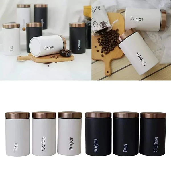 3-in-1 Alloy Canister Set for Tea, Coffee & Sugar Airtight Metal Kitchen Jars Stylish Pantry Organizers for Home, Office & Gifting in Kenya - Image 7