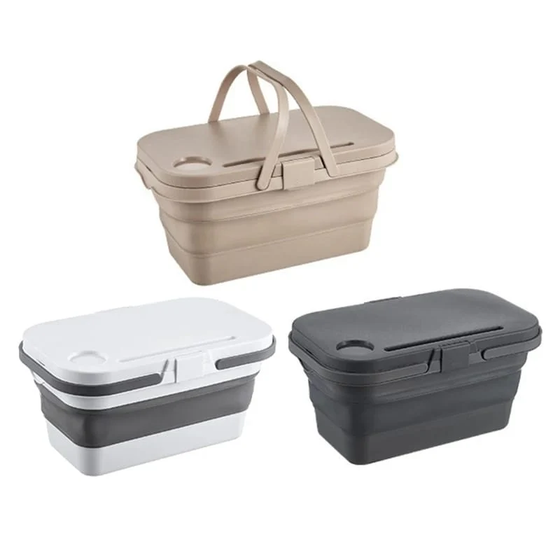 3 in 1 Foldable Collapsible Camping Hand Basket Picnic Basket  Bag Covertable to a Table - Image 2