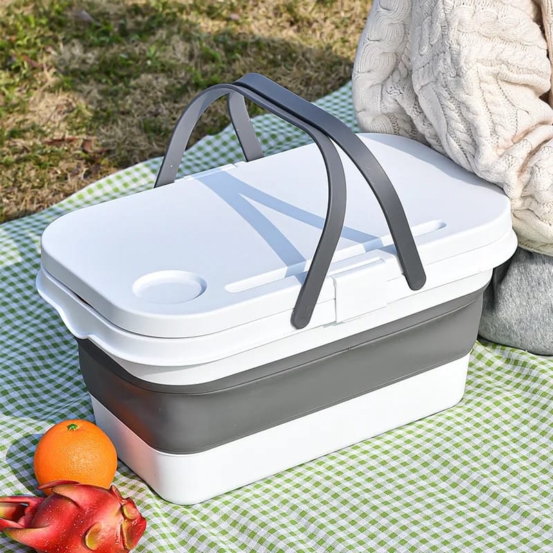 3 in 1 Foldable Collapsible Camping Hand Basket Picnic Basket  Bag Covertable to a Table - Image 4