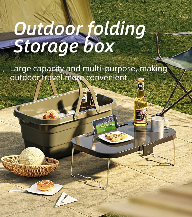 3 in 1 Foldable Collapsible Camping Hand Basket Picnic Basket  Bag Covertable to a Table - Image 5