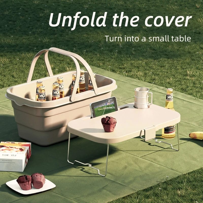 3 in 1 Foldable Collapsible Camping Hand Basket Picnic Basket  Bag Covertable to a Table - Image 6