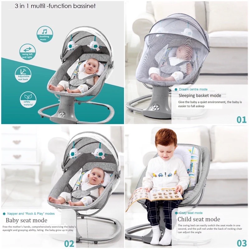 3 in 1 Mastela Deluxe Remote Control Bassinet Electric - Image 13