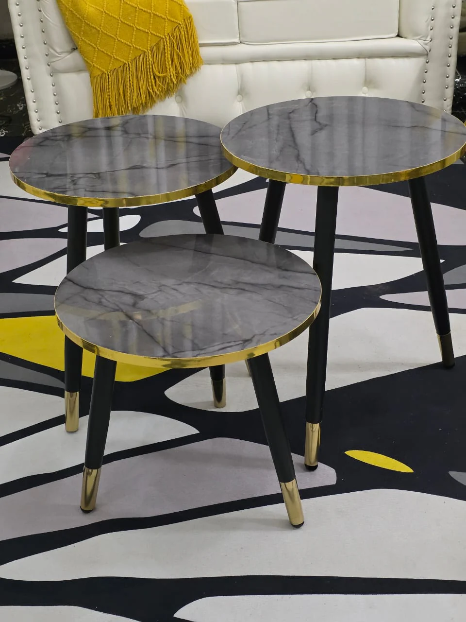 3 in 1  Nesting luxury marble side stool - Image 2