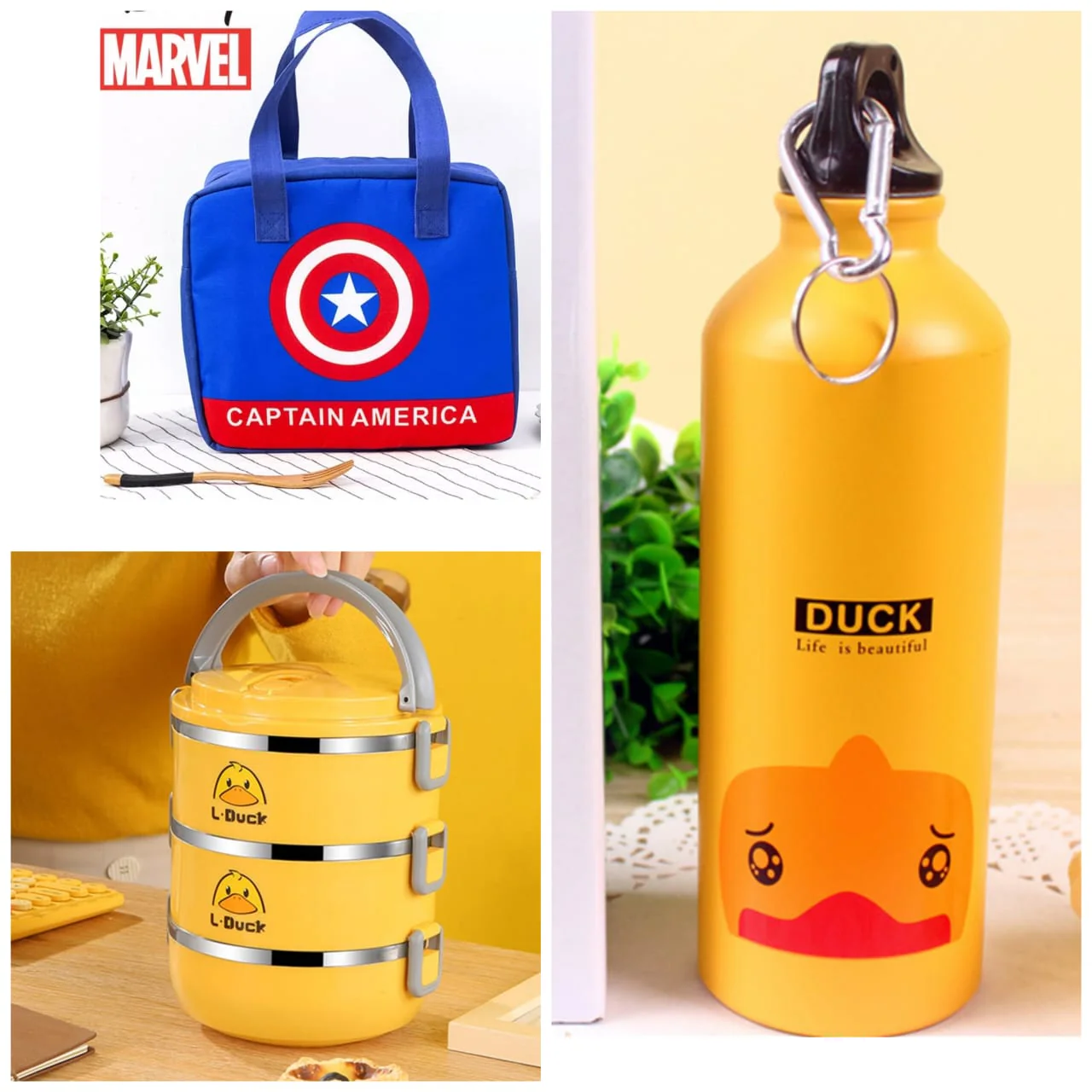 3 in 1 Stainless Steel Lunch Box Water Bottle Combo - Image 2