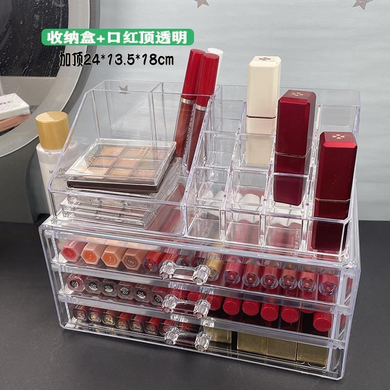 3 Layer Acrylic Transparent Makeup Drawer/Organizer Desktop Cosmetic Storage Box for Lipstick, Jewelry. - Image 3